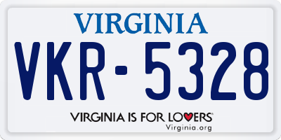 VA license plate VKR5328