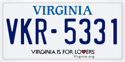 VA license plate VKR5331