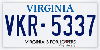 VA license plate VKR5337