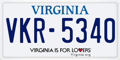 VA license plate VKR5340