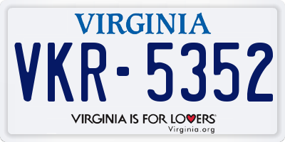 VA license plate VKR5352