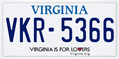 VA license plate VKR5366