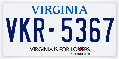 VA license plate VKR5367