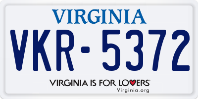 VA license plate VKR5372