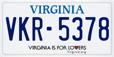 VA license plate VKR5378