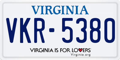 VA license plate VKR5380