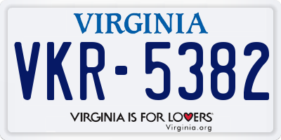 VA license plate VKR5382