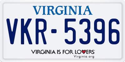 VA license plate VKR5396