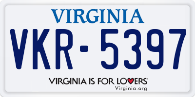 VA license plate VKR5397