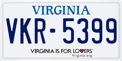 VA license plate VKR5399