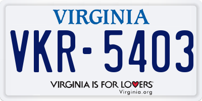 VA license plate VKR5403