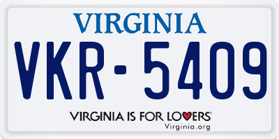 VA license plate VKR5409