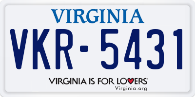 VA license plate VKR5431