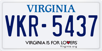 VA license plate VKR5437