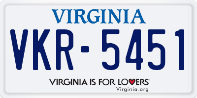 VA license plate VKR5451
