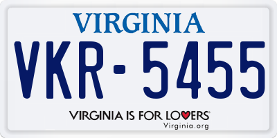 VA license plate VKR5455