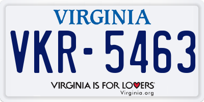 VA license plate VKR5463