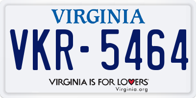 VA license plate VKR5464