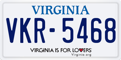 VA license plate VKR5468