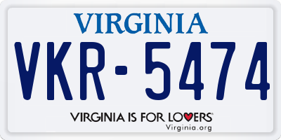 VA license plate VKR5474