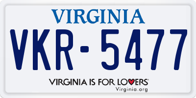 VA license plate VKR5477
