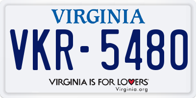 VA license plate VKR5480