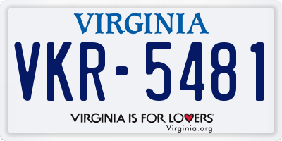 VA license plate VKR5481