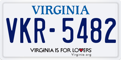 VA license plate VKR5482