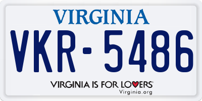 VA license plate VKR5486