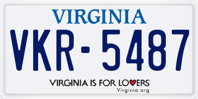 VA license plate VKR5487