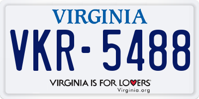 VA license plate VKR5488