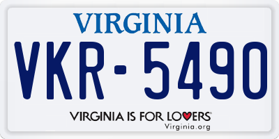 VA license plate VKR5490