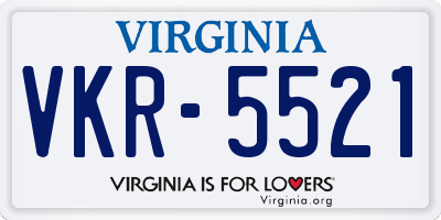 VA license plate VKR5521
