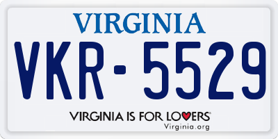 VA license plate VKR5529