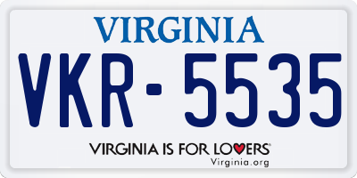 VA license plate VKR5535
