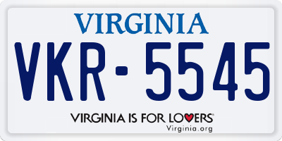 VA license plate VKR5545