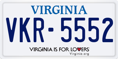VA license plate VKR5552