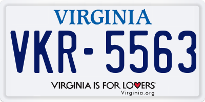 VA license plate VKR5563