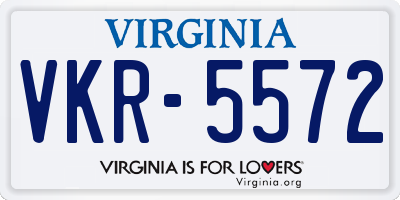 VA license plate VKR5572