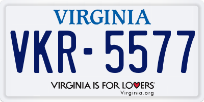 VA license plate VKR5577