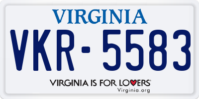 VA license plate VKR5583
