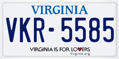 VA license plate VKR5585