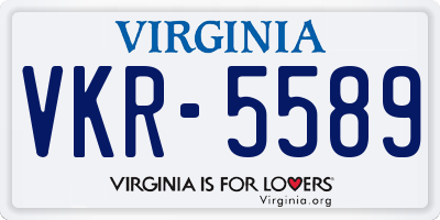 VA license plate VKR5589