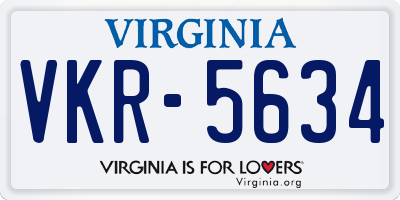 VA license plate VKR5634