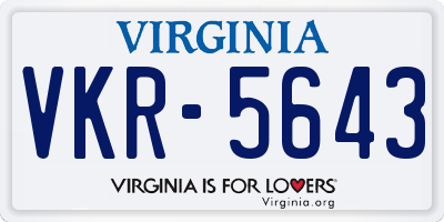 VA license plate VKR5643