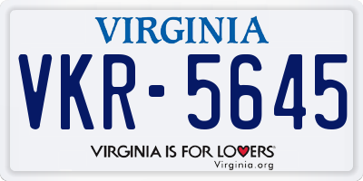 VA license plate VKR5645