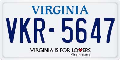 VA license plate VKR5647
