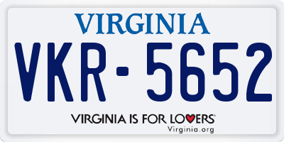 VA license plate VKR5652