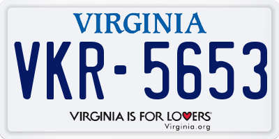 VA license plate VKR5653