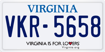 VA license plate VKR5658